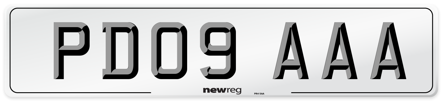 PD09 AAA Number Plate from New Reg